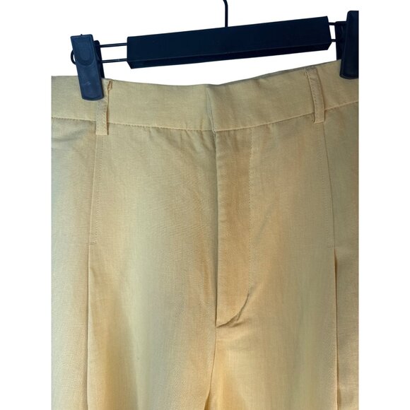 2/$30 ZARA XS Yellow High Rise Wide-Leg Linen & Cotton Blend Pants - Picture 9 of 16